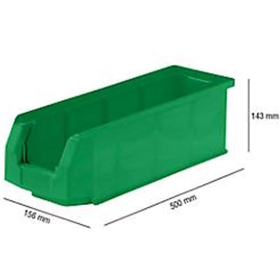 Magazijnbak LF 511 SSI Schäfer - polypropeen - L 500 x B 156 x H 143 mm - 7,6 l - groen