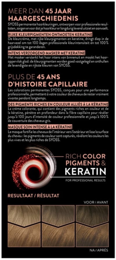 SYOSS Permanent Coloration 6-8 - Haarverf - Permanente Haarkleuring - Donkerblond – Grijsdekking – Vermindert Haarbreuk - 1 Stuk