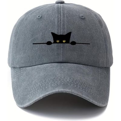 Retro Cartoon Kat Print Baseballpet Verstelbaar Voor Mannen En Vrouwen Buitenactiviteiten, Vissen, Kamperen En Feestjes Adjustable gray