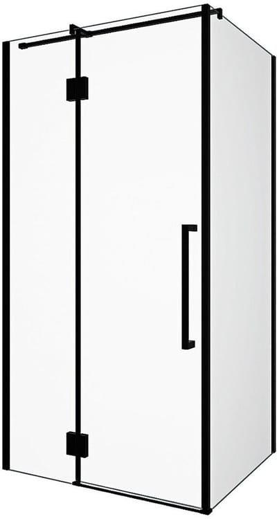 Vente-unique Vast douchescherm met matzwarte taatsdeur in industriële stijl - 80 x 100 x 190 cm - PRINCETON