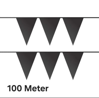 100 meter Zwart Vlaggenlijn Versiering - 10 stuks- Formule 1 -Apres ski- Halloween - Voetbal - Slingers - Verjaardag- Carnaval