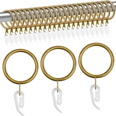 PromoHome 50 stuks gordijnringen met clips - Roestvrij metaal - Vintage uitstraling