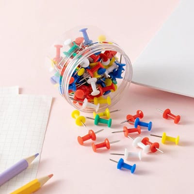 100pcs Punaises, Punaises pour Tableau d'affichage, Punaises pour Tableau en liège Suspensions murales Bureau Punaises Couleurs
