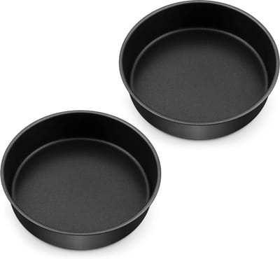 Set van 2 ronde bakvormen van 20 cm met anti-aanbaklaag, ideaal voor taarten, bruiloften en feestdagen, 5 cm diep en duurzaam ontwerp