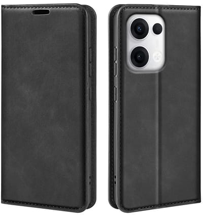 MobyDefend Hoesje - Geschikt voor Oppo Reno13 Pro - Luxe Wallet Bookcase (Magnetische Sluiting) - Zwart