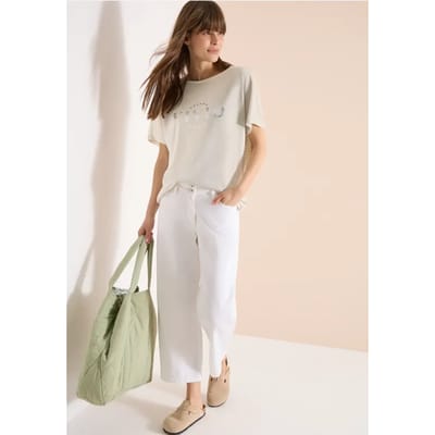 Shirt met overhangende schouders in linnenlook