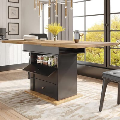 Uitschuifbare Eettafel - Keukentafel - Ruimte Besparen - Telescopisch Verstelbaar - 110-140 cm - Zwart