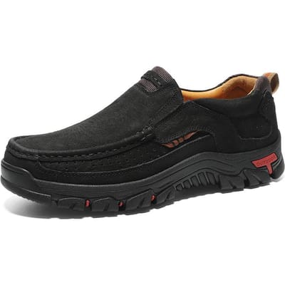 Lente en Herfst Grote Maten Casual Leren Schoenen Herenschoenen Wandelschoenen Antislip Slijtvast Ademend Lichtgewicht Buitensporten Wandelschoenen 48 zwart