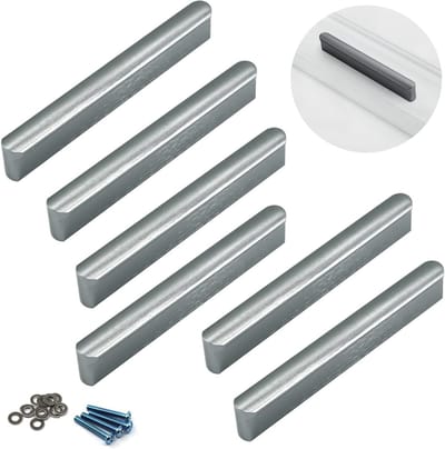 Grijze Ladescharnier Handgreep van Massief Aluminium voor Keukenkast en Kasten (Set van 6)