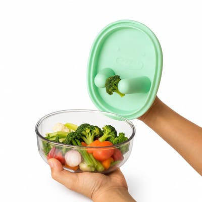 Daity 1 Stuk - Knoei-vrije snackdoos – Herbruikbare snackbakjes met siliconen omhulsel – Draagbare, stofvrije bakjes voor thuis en op reis – Lekvrije snackpakketjes voor school, picknick en kantoor (Groen)