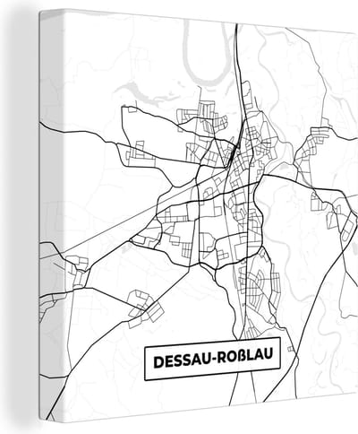Canvas Schilderij Dessau-Roßlau - Kaart - Stadskaart - Plattegrond - 20x20 cm - Wanddecoratie