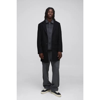 Single Breasted Wool Mix Overcoat | Black | Size XS