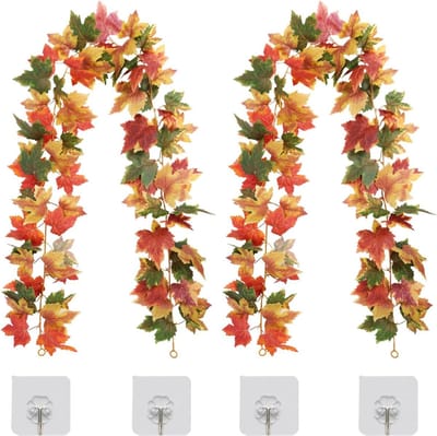 Herfst decoratie kunstmatige esdoornblad slinger - opknoping herfstgebladerte, 175 cm lang - voor Thanksgiving, kerst, woondecoratie