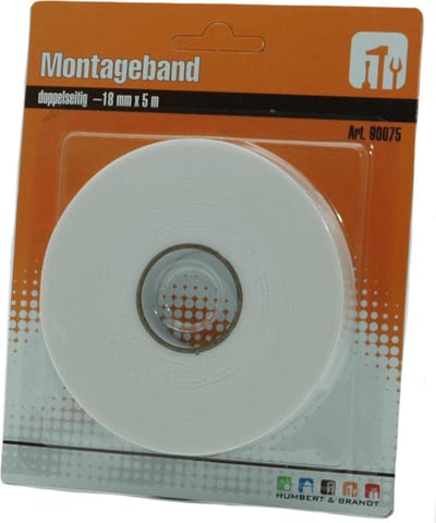 Dubbelzijdig montagetape op rol - voor spiegels en tegels - 18 mm x 5 m - Spiegels ophangen/monteren