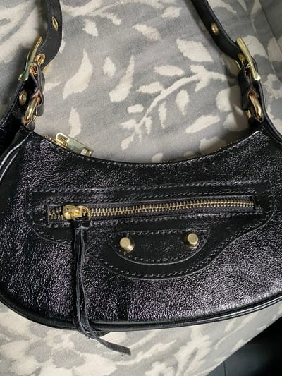 bag mettalic black - tas zwart - echt leer - italiaans leder - schoudertas - dames - moeder - cadeau - leather