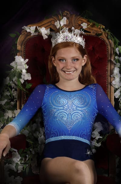 Fairysports Turnpakje Ice Queen lange mouwen maat 110-116 meisjes gympakje blauw blauwe lichtblauw lichtblauwe wit witte met gekleurde steentjes