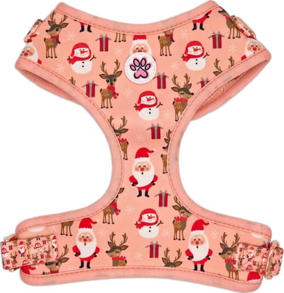 Kerst Hondentuigje - Zacht Tuigje / Honden Harnas - Roze - Kerstman - Sneeuwman - Cuddly Christmas - Paw My God! - Maat S