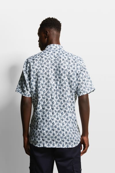 Bugatti Herren Shirt met palmopdruk