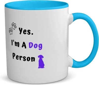 Akyol - yes i'm a dog person koffiemok - theemok - blauw - Honden - honden liefhebbers - iemand die houdt van honden - verjaardag - cadeau - kado - geschenk - 350 ML inhoud