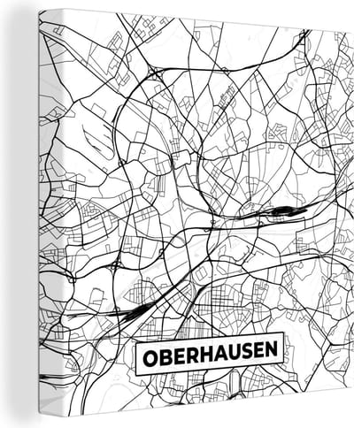 Canvas Schilderij Oberhausen - Plattegrond - Kaart - Stadskaart - 20x20 cm - Wanddecoratie