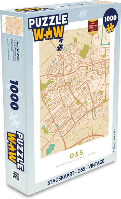 Puzzel Stadskaart - Oss - Vintage - Legpuzzel - Puzzel 1000 stukjes volwassenen - Plattegrond