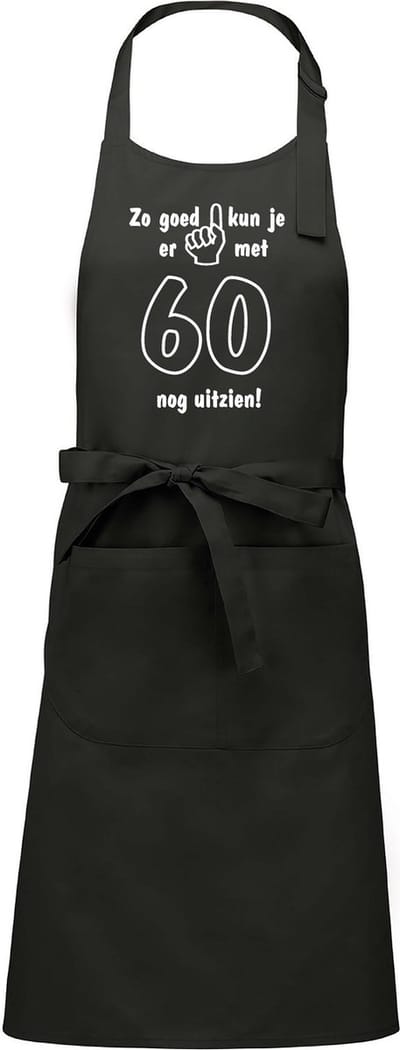 Mijncadeautje - Keukenschort - BBQ schort - Zo goed kun je er uitzien met 60 jaar - chique grijs