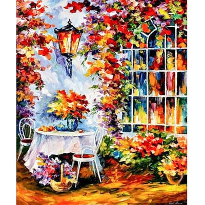 5D DIY volledige ronde Diamond Painting tafels en stoelen borduren kruissteek 20X30CM black