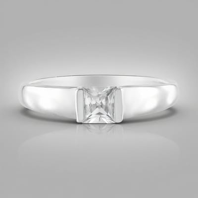 Cavill - Zilveren Ring 925 Sterling met Cambodjaanse Princess Geslepen Zirkoon 0,45 ct - Moderne Elegante Ring met Platina Afwerking - Maat 17-21