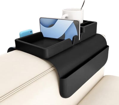 Armsteun Tafel - Sofa Organizer - Drankjes Plaatsen - Anti-slip Siliconen - 48x30x5 cm - Zwart