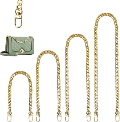 Vervangende Handtas Kettingen - 4 Stuks Platte Metalen Schouderriem voor Handtassen, Messenger Bags en Creatief Gebruik (Goud)