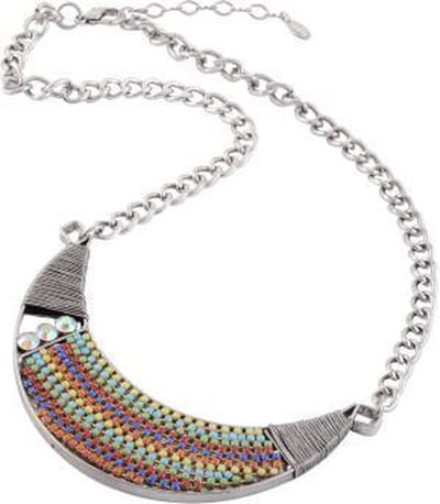 Behave - Korte ketting met kleurrijke hanger - Multi licht - Kunststof en glaskralen