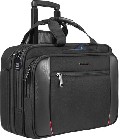 Rollende laptoptas met wielen voor 17,3 inch laptop – waterafstotende computertas met RFID-blokkerende zak – ideale reistas voor werk en reis