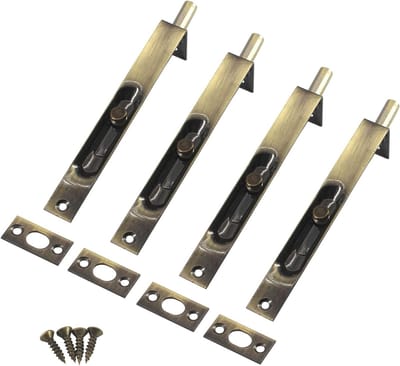 Verstevigde 4 Inch RVS Verborgen Deurslot Flush Slide Latch Bolt met Schroeven - Set van 4 voor Veiligheid en Privacy