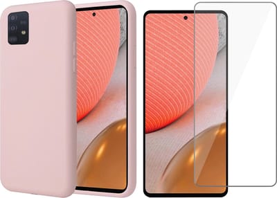 Hoesje geschikt voor Samsung Galaxy A72 - Fluweelzachte Backcover - Roze - Met Screenprotector