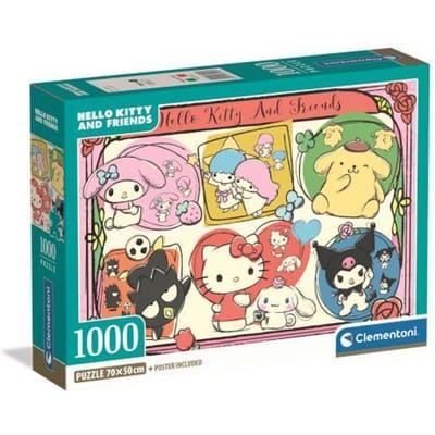 Clementoni Legpuzzel Hello Kitty Vol. 2 - Puzzel 1000 Stukjes - Jigsaw Puzzle - Compact Box - Legpuzzels en Puzzels voor Volwassenen