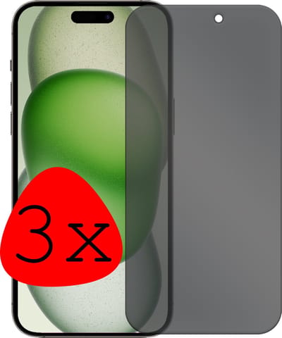Screenprotector - 3 Stuks Geschikt voor Apple iPhone 15 Pro Max - Privacy Filter - Beschermglas - Gehard Glas - Tempered Glass - Screen Protector
