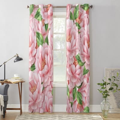 Prachtige Achtergrond Met Roze Bloemen Raamgordijnen Voor Woonkamer Keuken Moderne Gordijnen Huisdecoratie Jaloezieën Drapes 135W x 60H(cm) x1 gray