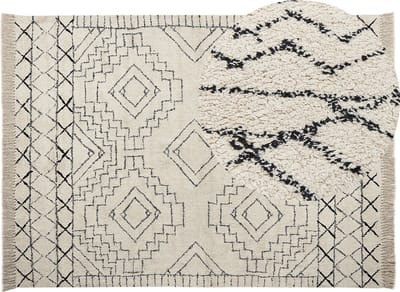 ZEYNE - Laagpolig vloerkleed - Beige - 160 x 230 cm - Katoen