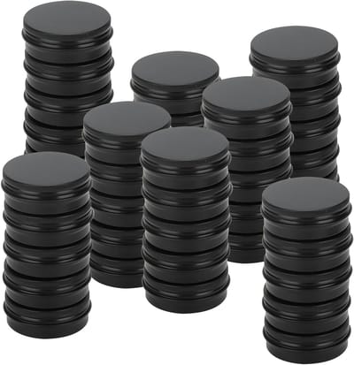 40 Stuks 30ml Zwarte Aluminium Blikjes, Ronde Metalen Potjes voor Make-up, Kaarsen en Sieraden, Lege Reiskcontainers met Schroefdeksel