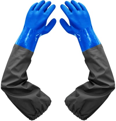 carmdering - Lange rubberen handschoenen - Vijverhandschoenen - Verzorgingshandschoenen - Chemikalienbestendig PVC, geschikt voor zuren - Waterdicht tot 64 cm, naadloos - Versterkte vingertoppen voor zwaar werk
