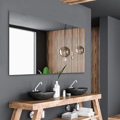 Badkamerspiegel Rechthoekig - Wandspiegel Hangend - Badkamer Decoratie - Gepolijste Randen - 120x80 cm - Zilver