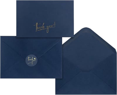100 Blauwe Wenskaarten Set met Enveloppen en Stickers - 4x6 Ansichtkaarten voor Uitnodigingen en Feestjes