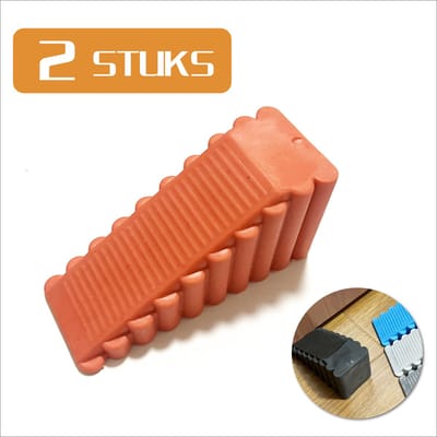 Colorful Sun® Deurstopper – 2 Stuks – Extra Hoog tot 48mm – Rubberen Deurwig – Voor Zware Buitendeuren – Geschikt voor Cement, Ruwe Tegels & Steen – Rood