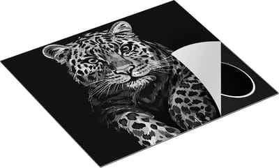 Chefcare Inductie Beschermer Kleurrijke Luipaard - Abstract - Zwart Wit - 60x50 cm - Afdekplaat Inductie - Kookplaat Beschermer - Inductie Mat
