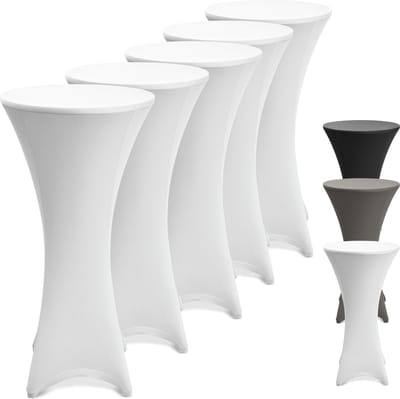 Beautissu Statafelhoes Stella Ø 60 cm statafelrok voor statafel – feest decoratie geschikt voor horeca – feestversiering stretch voor elk tafel – set van 5 wit