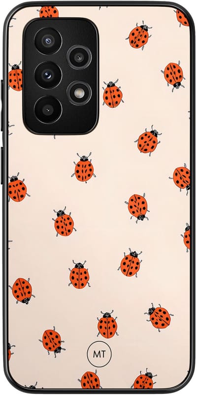Hoesje geschikt voor Samsung Galaxy A52 5G - Lieveheerstbeestjes - TPU Hard Case Backcover - Beige - Mooie Telefoonhoesjes