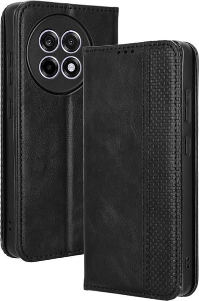 Coverup Hoesje - Geschikt voor OnePlus 13R Hoesje - Coverup Vintage Style Book Case - Zwart