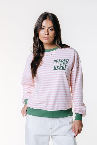 Colourful Rebel Contrast Cuff Sweat - S
