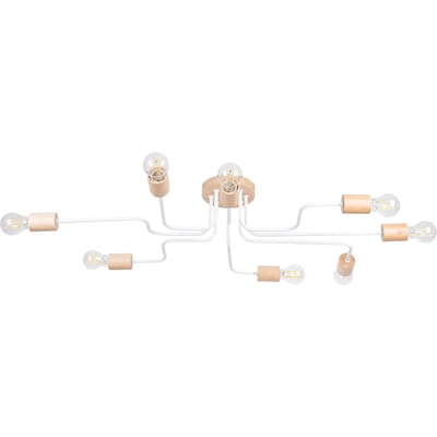 Sollux Lighting Kroonluchter Timbo - E27 - wit/natuurlijk hout - staal/hout - 16.5x100x60cm