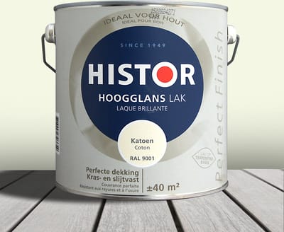Histor Perfect Finish Lak Hoogglans 2,5 liter - Katoen (Ral 9001)